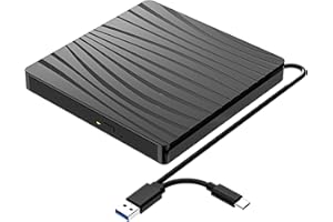 QDSYLQ Lettore DVD Esterno per PC Portatile USB 3.0, Slim USB C CD RW Masterizzatore Esterno per Laptop, Desktop, Macbook Air/Pro, Compatibile con Windows 11/10/XP/8/7/Vista/Linux/MacOS