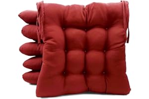 TIENDA EURASIA - Pack de 6 Cojines para Sillas de Terraza: Elegancia y Comodidad en Cada Asiento - Funda Lavable, Relleno Acolchado, 40 x 40 x 5 cm