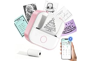 LABELCREATE Impresora Térmica Portátil para Móvil，Impresora sin Tinta, Mini Impresora de Pegatinas- Mini Impresora de Notas Adhesivas, Etiquetas y Códigos QR - Regalos Originales para Amigas,1 Rollo,Rosa