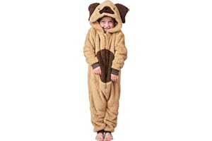 WUNSY Kid's Puppy Dog All-in-One Onesie for Boys or Girls in Soft Fleece with a Tail World Book Day In Childrens Sizes 2-13 Years
