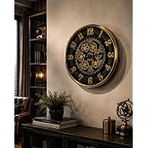 Gold Steampunk Dekoratif Duvar Saati &ndash; &Ccedil;arklı B&uuml;y&uuml;k Boy Salon ve Ofis Saati