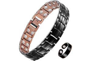 Jecanori 99.9% Copper Bracelet for Men with Ultra Strength Magnets,Effective Mens Magnetic Bracelet and Copper Ring,Adjustable Bracelet Length with Tools and Gift Box.