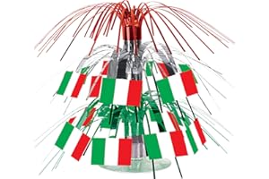 Beistle 50105 Italian Flag Centerpiece-1 Pc Italienische Flagge, Cascade, Tafelaufsatz – 1 Stück, Grün/Weiß/Rot