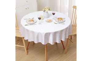 Homaxy Bordsduk på 140 cm, tvättbar, rund, av polyester, jacquard-bordslinne, ornament, smutsavvisande, lättvårdad