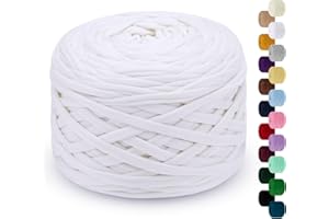 LEREATI 285g T-Shirt Yarn for Crocheting 100m Elastic Ribbon Thick Fabric, Knitting for Crochet Bag, Blanket, Basket, DIY Projects, Home Decor (White)