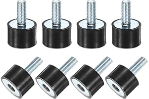 M METERXITY 8-Pack Rubber Mounts D15mmxH10mm Male/Female Vibration Isolators Cylindrical Shock Absorber W M5 x 12mm Studs for Air Compressor/Car/Pump/Boat/Garage Motor/Bobbins Rubber Isolators