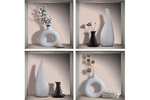 ANHUIB Autocollants Muraux 3D Vase,Sticker Muraux Vases pour Salon,Autocollant Mural Feuille Verte,Stickers Mural de D'art Vase,Amovibles Vase Autocollant,3D Vases Stickers de Chambre à Coucher Décor