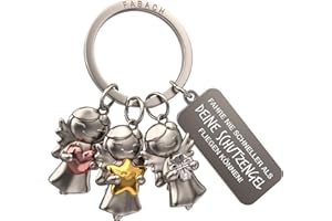 FABACH Portachiavi con angelo custode a 3 stelle con incisione – angelo custode auto portachiavi in metallo con messaggio incisione per automobilisti – regalo portafortuna auto patente di guida,