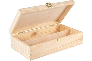 Creative Deco Scatola per Vino in Legno | Porta Bottiglie di Vino, Regalo 2 Bottiglie 0,7l | 35x20x9.5 cm | Vintage con Coperchio e Serratura, Divisori Rimovibili | Cassetta Legno Elegante Idea Regalo