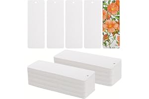 CHICHI:OÜ Blanko Aquarell Lesezeichen 300g, 100 Blatt Premium Naturweiß Aquarellpapier, 15 x 5cm Lesezeichen mit Loch für Handgemachte Dekoration, DIY Geschenkanhänger Etiketten, Bastelprojekte, GrußKarten