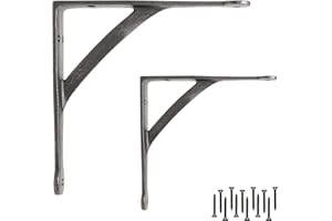 EDUWURXS Industrial Cast Iron Penny Gallow Shelving Brackets Pack of 2 8X8 Heavy Duty Wall Brackets for Shelves, Kitchen Shelves, Living Room, Additional