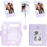 Instax mini 12 Simli Şeffaf Lila Kılıf Pvc 64'l&uuml; Alb&uuml;m ve Fotoğraf &Ccedil;er&ccedil;eveleri Aksesuar Seti