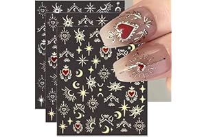 PTYISM 6 Arkuszy Naklejki Nail Samoprzylepne Tatuaże Nail (Gold, Silver i Rose Gold)Naklejki Nail Art Naklejki Nail dla DIY Nail Decoration，Nail Studio itp.