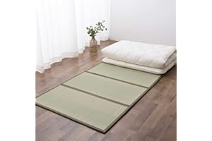 EMOOR Materasso Futon Giapponese CLASSE e Tatami Pieghevoli 100 x 200 cm Set, Materassino da Pavimento Sikibuton Igusa Naturale