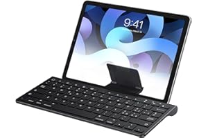 OMOTON Tastiera Bluetooth con Supporto Estraibile Compatibile con iPad 10.2, iPad PRO 10.5/11/ 12.9/9.7, iPad Air 5 10.9/4/3/2/1, iPad Mini e Tutti i Tablet iPad ed iPhone, Nero