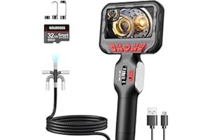 GOLDEGGS Inspektionskamera: Endoskopkamera Mit Licht, 210° Drehbare 6mm IP67 wasserdichte Flexibler Rohrkamera, 4,3'' IPS 1080P Kanalkamera, Endoskop Kamera Für Wand/Automobil/Klimaanlagen (1,5M)