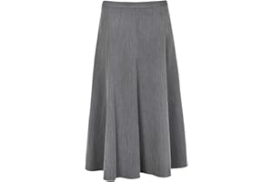 Owasi Womens Plain Knee Length Ladies Soft Stretch Flared Skater Midi Skirt Half Elasticated UK Sizes 10-26
