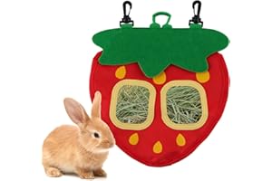 Râtelier à Foin Lapin, dellyy Sac Foin Lapin avec 2 Poutres, Mangeoire Cochon d'Inde, Foin Cochon d'Inde pour Hamster Chinchilla (Rouge, S)