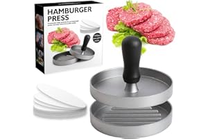 XTDMJ Presse à Burger Moule Steak Haché en Aluminium Revêtement Antiadhésif + 100 Feuilles De Papier Sulfurisé, Ustensiles De Cuisine pour Faire De Délicieux Hamburgers, Galettes Et Barbecues