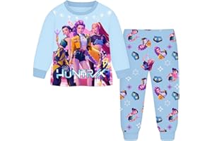 RWIOKS Ensemble 2 pièces Pyjama pour Garçons et Filles Huntrix/X T-Shirt et Pantalon Tenue Rumi Mira Zoey pour Enfants pour Halloween Carnaval Fête