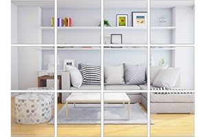 ELCOHO 30 Pieces Flexible Mirror Sheets Self-adhesive Plastic Mirror Tiles Non-Glass Mirror Stickers for Home Decoration, 6 × 6 Inches