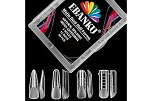 EBANKU system podwójnych kształtów paznokci, 96 szt., przezroczyste tipsy z pełną osłoną, akrylowe foremki do paznokci do polygelu, podwójne tipsy do salonu zdobienia paznokci (4 style)