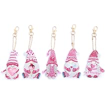 12 Kits De Peinture Diamant Pendentifs Noël - Père Noël Et Nains, Porte-clés DIY à Décorer, Strass 5D - 5