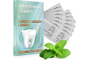 GLORIDEA Professionelle Zahnaufhellungsstreifen 28 Stück – Peroxidfreie Zahnaufhellung für empfindliche Zähne, Whitening Strips für sanftes Aufhellen, einfache Verwendung zu Hause oder auf Reisen