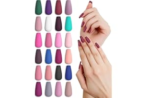 LADYING 24 Packs (576 PCS) Matt Sarg Nägel Zum Aufkleben Lang,Ballerina Press on Nails Kit,Hochwertig Kunstnägel Fake Nails mit Nagelfeile,Coffin Fingernägel Künstliche Nägel für Frauen