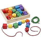 Melissa & Doug Perline Da Infilare Cassetta Di Legno, Incastri, Giochi Montessori Bambini 3 Anni, Regalo