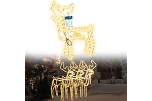 Sillar świecący renifer z obrotową główką 80cm, 216 diod LED, funkcja błysku, oświetlenie LED do użytku na zewnątrz i wewnątrz, figurka bożonarodzeniowa, dekoracja świąteczna, ogrodowa, ciepła biel