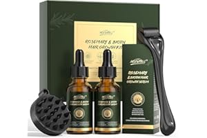 POP MODERN.C Rosmarin & Biotin Haarwuchs-Set, Rosmarinöl für Haarwuchs mit Dermaroller & Kopfhautmassagegerät, Produkte zur Haarverdichtung, Behandlung gegen Haarausfall, 30 ml, 2er-Pack