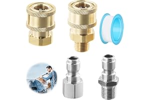 YPLonon 4PCS Adaptateur Nettoyeur Haute Pression Connexion Rapide 1/4 '' Raccord Rapide de Tuyau pour Haute Pression en Laiton Coupleur de 0,64cm pour Tuyau Laveuse Électrique 5000 Psi