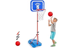 GILIKOKO Canestro da Basket per Bambini Altezza Regolabile da 110 a 190cm Canestro Basket Esterno Piccoli Giocattoli per Bambini di 3, 4, 5, 6, 7, 8 anni Regalo di Compleanno per Natale