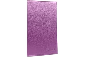 Charmoni - Etui Porte chéquier Talon en Haut - 2 emplacements Porte Carte crédit - pièce d'identité - Cuir Vachette - 11 cm X 19 cm (Mauve)
