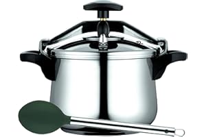 Fagor Bombe à pression classique 6 litres, induction, express, acier inoxydable 18/10, tous types de cuisinières, fond thermodiffuseur, 3 systèmes de sécurité, comprend une cuillère Melier en nylon