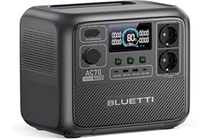 BLUETTI Centrale Elettrica Portatile AC70, 768Wh LiFePO4 Batteria Backup, 2 1000W AC Uscite (Power Lifting 2000W) 100W Type-C, 45 minuti dallo 0 all'80%, Generatore Solare per Campeggio, Viaggio