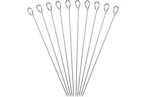 Relaxdays Juego Pinchos Barbacoa Largos, Acero Inoxidable, 30 cm, 10 Unidades, Plateado