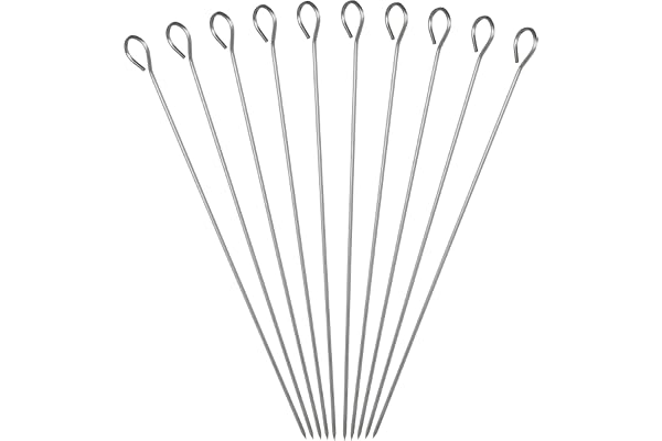 Relaxdays Pics INOX Piques à brochettes Set de 10 Viande légumes 30 cm, argenté