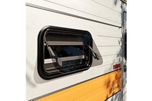 Farosun Wohnwagen Fenster 50x30 cm, E13, Ausstellfenster für Wohnmobil und Caravan mit integriertem Insektenschutz, Sonnenschutz, Seitenfenster für Camper, 2 mm Acrylglas, UV-beständig