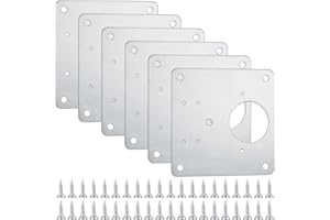 XIANGJUNLY 6 Pcs Stainless Steel Cabinet Hinge Repair Plates with 48 Screws. Flat Fixing Brackets to Mend Kitchen Cupboard Doors. (6)