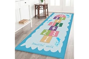 URMAGIC Tapis de marelle pour Enfants, Tapis antidérapant 60X180cm, Tapis de Jeu pour Chambre d'enfants, Tapis éducatif Doux Lavable pour Enfants, Tapis pour Enfants, Cadeau pour Fille/garçon