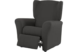 Estoralis Berta | Funda Sillon de Diseño Moderno | Tejido Elastico Antracita | para Sillon Relax (de 70 a 90 cm.) | Maxima Adaptabilidad a Todo Tipo de sillones