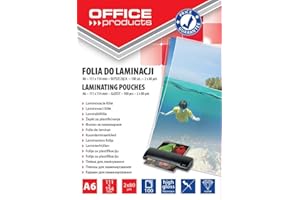 ‎OFFICER PRODUCTS OFFICE PRODUCTS Laminierfolie A6 Glänzend Transparent/ 100 Stück DIN A6 / Folienstärke 80 Mikron - 2 x 80 mic/Heißlaminierfolien/Kompatibel mit Geräten aller Markenhersteller