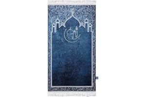 East West Souk Original Gebetsteppich – weicher und bequemer islamischer Gebetsteppich (Islamisches Marineblau)