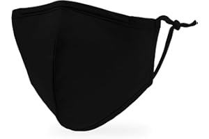 Weddingstar Kid's Washable Cloth Face Mask Reusable and Adjustable Protective Fabric Face Cover w/Dust Filter Pocket - Black