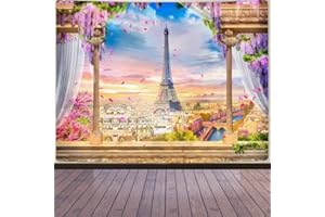 FENDROM Eiffel Tower Tapestry Paris Wall Tapestry Large Flannel Art Tapestries France City Scenery Wall Tapestry Balcony Sunset Wall Hanging for Living Room Dorm Bedroom Home