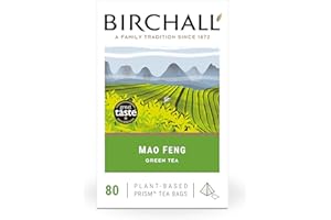 Birchall Tea Bags, Mao Feng Green Tea, Antioxidants Green Tea Bags Bursting with Full Flavour, Perfect Vegan Tea Gifts, Pack of 80 Plant-Based Prism Tea Bags