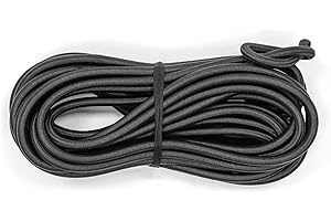 LANG HORN Langhorn black elastic bungee cord, 10 meter 32 feet 5/32” (4mm) 100% stretch and shock absorbent rope for camping, kayak deck, crafting (Black, 5/32”)