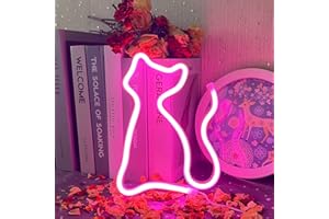 ‎UEXNKJ-Y UExnkj-Y Pink Neon Light Cat Pink Neon Light LED Cat Sign USB/Battery Powered Neon LED Sign Neon Christmas Bar Room Party Decoration Cat Neon